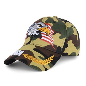 Embroidered Eagle Baseball Cap with Patriotic Flag Design