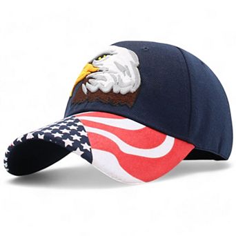 Embroidered Eagle Baseball Cap with Patriotic Flag Design