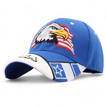 Embroidered Eagle Baseball Cap with Patriotic Flag Design