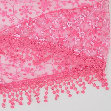Lightweight Lace Floral Head Scarf Fringe Triangular Shawl Scarf Wrap Bandana for Women