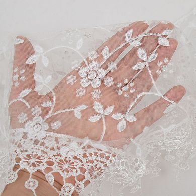 Lightweight Lace Floral Head Scarf Fringe Triangular Shawl Scarf Wrap Bandana for Women