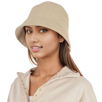 Women's Fall Knitted Bucket Hat Summer Travel Beach Crochet Fisherman Sun Hat