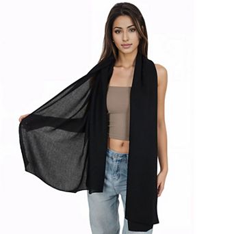 Women's Lightweight Chiffon Long Fashion Scarves Solid Color Fall Wrap Shawls