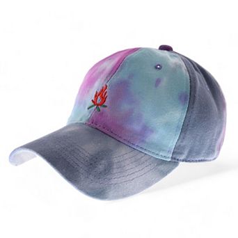 Tie-Dye Baseball Cap with Embroidered Palm Tree Design