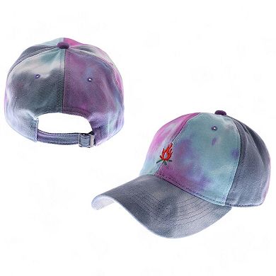 Tie-Dye Baseball Cap with Embroidered Palm Tree Design