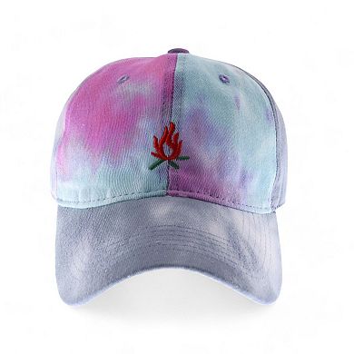 Tie-Dye Baseball Cap with Embroidered Palm Tree Design