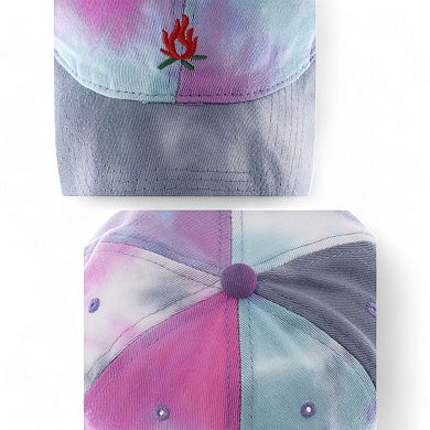 Tie-Dye Baseball Cap with Embroidered Palm Tree Design