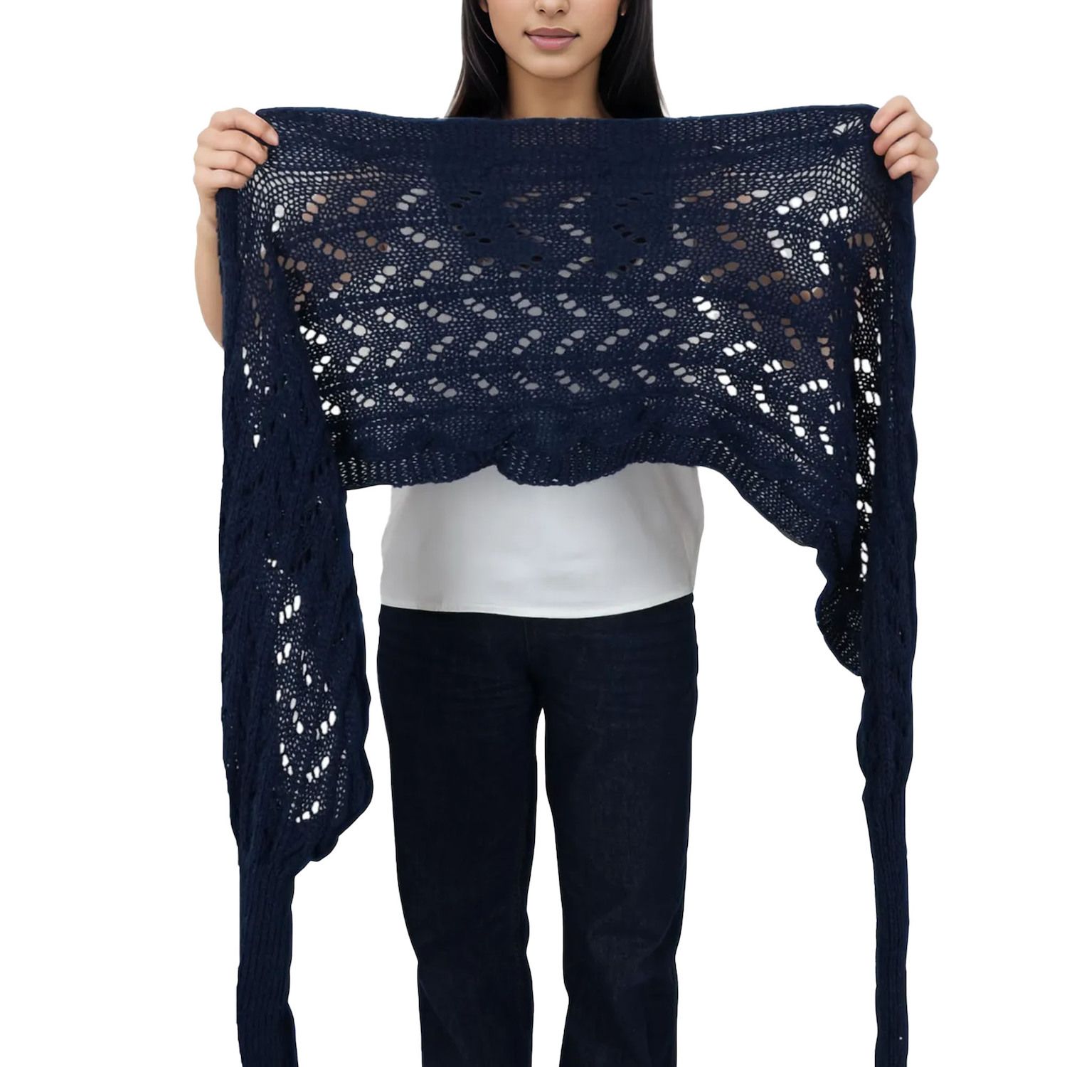 Women's Multifunctional Scarf with Sleeves Solid Color Crochet