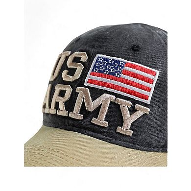 Army Embroidered Cap with Flag Patch and Distressed Design