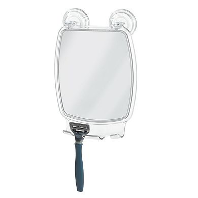 iDesign Power Lock Suction Bathroom Shower Shaving Mirror with Razor Holder