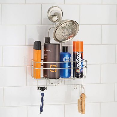iDesign Small Hanging Shower Caddy with Accessory Hooks