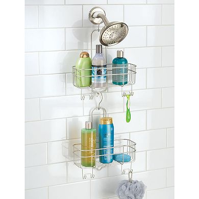 iDesign Small Hanging Shower Caddy with Accessory Hooks