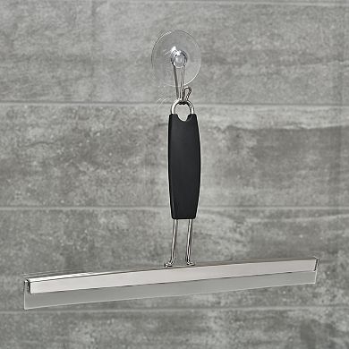 iDesign Noir Bathroom Squeegee with Suction Storage Hook