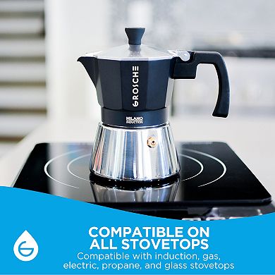 GROSCHE MILANO Induction Stovetop Espresso 3-Cup Stainless Steel Moka Pot Coffee Maker