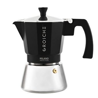 GROSCHE MILANO Induction Stovetop Espresso 6 cup Stainless Steel Moka Pot Coffee Maker