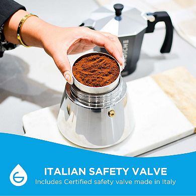 GROSCHE MILANO Induction Stovetop Espresso 6-Cup Stainless Steel Moka Pot Coffee Maker
