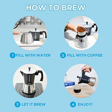 GROSCHE MILANO Induction Stovetop Espresso 6-Cup Stainless Steel Moka Pot Coffee Maker