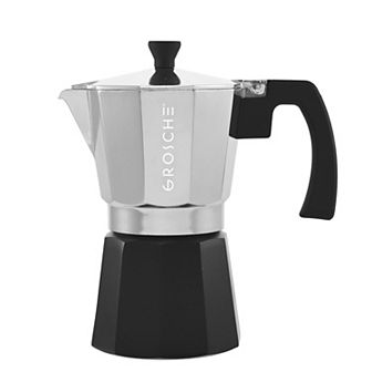 GROSCHE MILANO Tuxedo Stovetop Espresso 6 cup Stainless Steel Moka Pot Coffee Maker