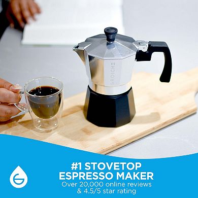 GROSCHE MILANO Tuxedo Stovetop Espresso 6-Cup Stainless Steel Moka Pot Coffee Maker