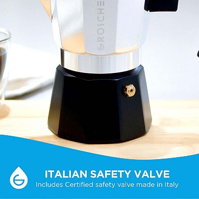 GROSCHE MILANO Tuxedo Stovetop Espresso 9-Cup Stainless Steel Moka Pot Coffee Maker
