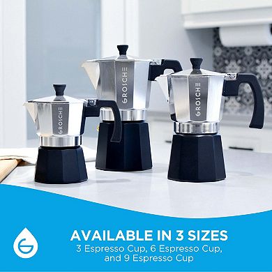 GROSCHE MILANO Tuxedo Stovetop Espresso 9-Cup Stainless Steel Moka Pot Coffee Maker