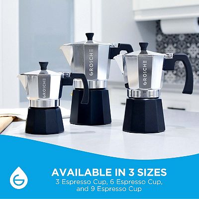 GROSCHE MILANO Tuxedo Stovetop Espresso 9-Cup Stainless Steel Moka
