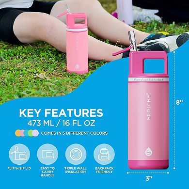 GROSCHE ALPINE Flip 'N Sip Kids 16-oz. Insulated Water Bottle With Straw 2-pk.