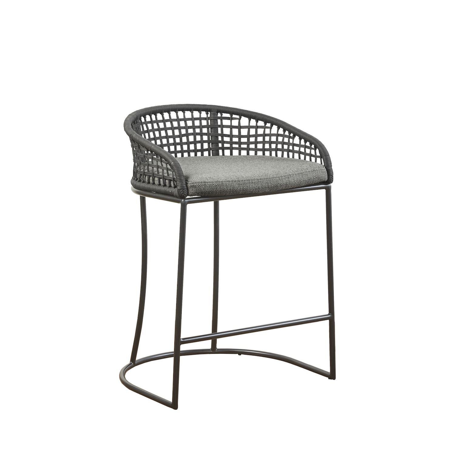 Madison Park Carmel 25" Upholstered Woven Counter Stool - Dark Gray