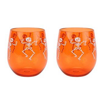 Celebrate Together™ 2 pc Halloween Dancing Skeletons Stemless Wine Glass Set