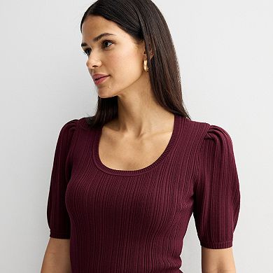 Women's Nine West Puff Sleeve Scoop Neck Sweater Tee