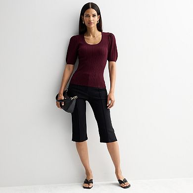 Women's Nine West Puff Sleeve Scoop Neck Sweater Tee