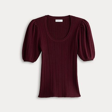 Women's Nine West Puff Sleeve Scoop Neck Sweater Tee