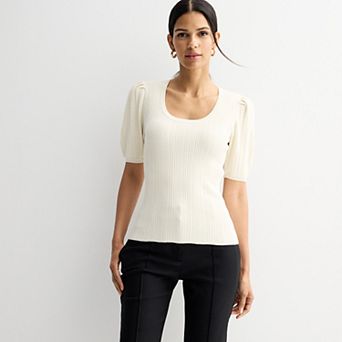 Women's Nine West Puff Sleeve Scoop Neck Sweater Tee