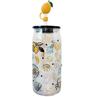 Sheffield Home Lemon Rhinestone Embellished Glass Tumbler