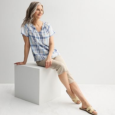 Women's Croft & Barrow® Raglan Splitneck Blouse