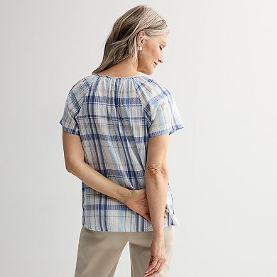 Women's Croft & Barrow® Raglan Splitneck Blouse