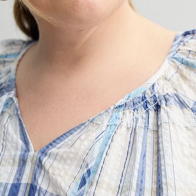 Plus Size Croft & Barrow® Raglan Splitneck Blouse