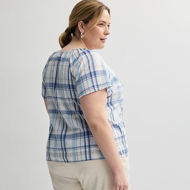 Plus Size Croft & Barrow® Raglan Splitneck Blouse