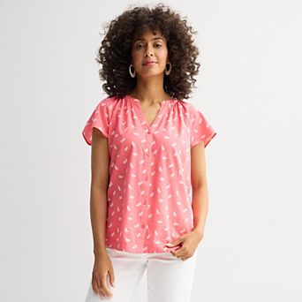 Women's Croft & Barrow® Raglan Sleeve Button Front Blouse