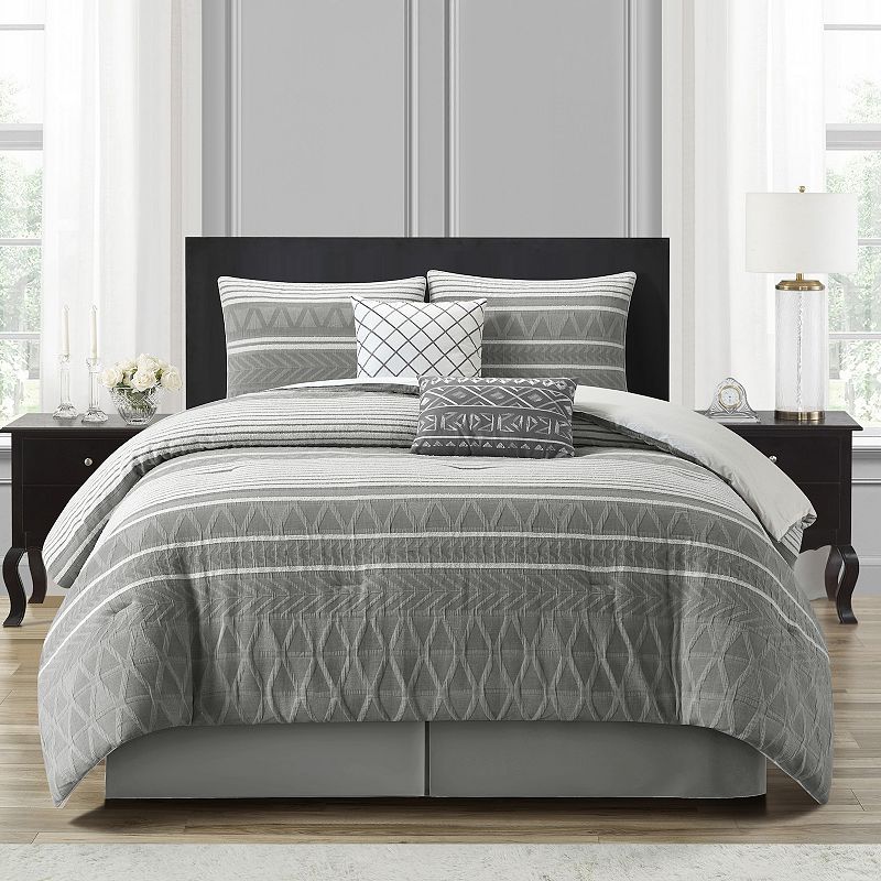 Stratford Park Yasmin 6-pc. Geometric Lightweight Comforter Set, One Size, Gray