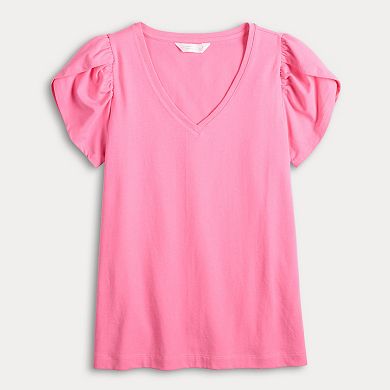 Women's LC Lauren Conrad Tulip Sleeve V-Neck Tee