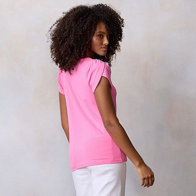 Women's LC Lauren Conrad Tulip Sleeve V-Neck Tee