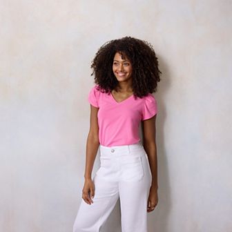 Women's LC Lauren Conrad Tulip Sleeve V-Neck Tee