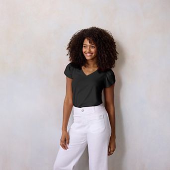 Women's LC Lauren Conrad Tulip Sleeve V-Neck Tee