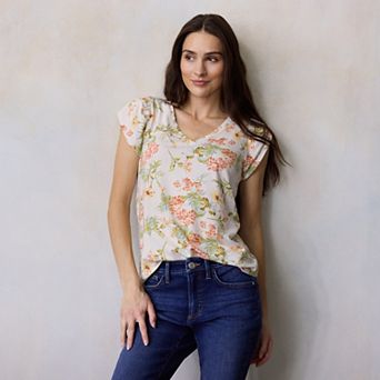 Women's LC Lauren Conrad Tulip Sleeve V-Neck Tee