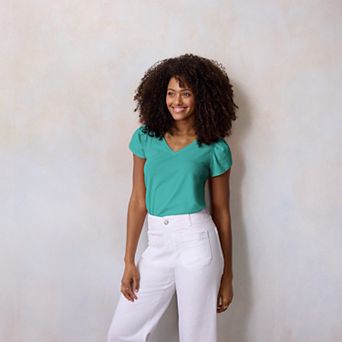 Women's LC Lauren Conrad Tulip Sleeve V-Neck Tee