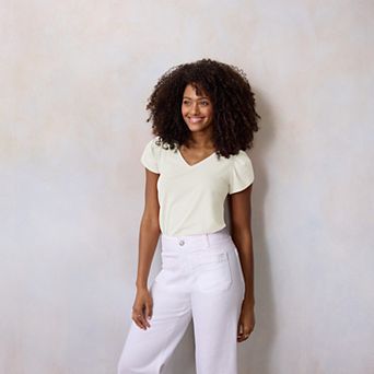 Women's LC Lauren Conrad Tulip Sleeve V-Neck Tee