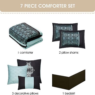 Nanshing Charley 7 Piece Damask Comforter Set