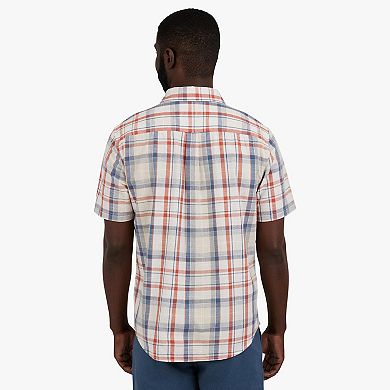 Men's Chaps Short Sleeve Linen Blend Striped Button Down Shirt