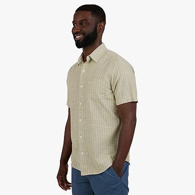 Men's Chaps Short Sleeve Linen Blend Button Down Shirt